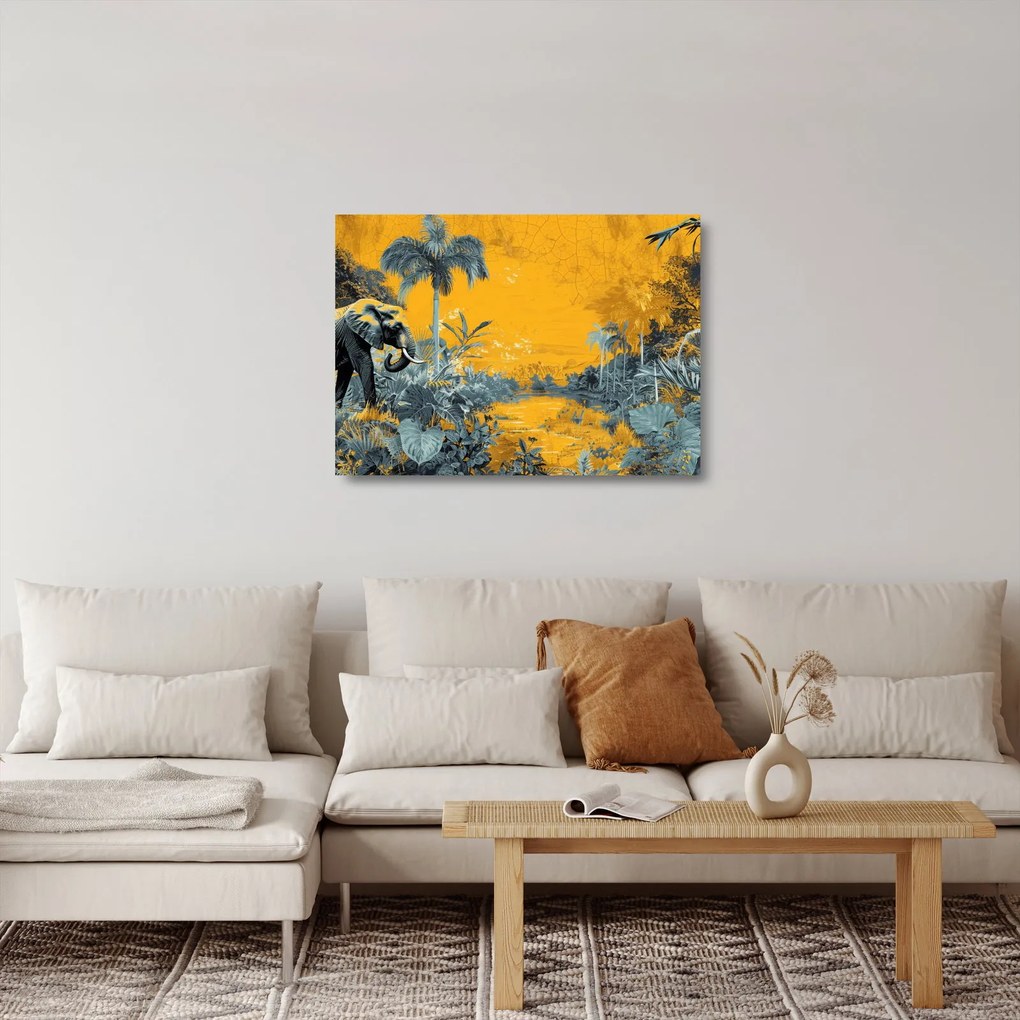 Üveg kép - Elefánt a természetben (70x50 cm)