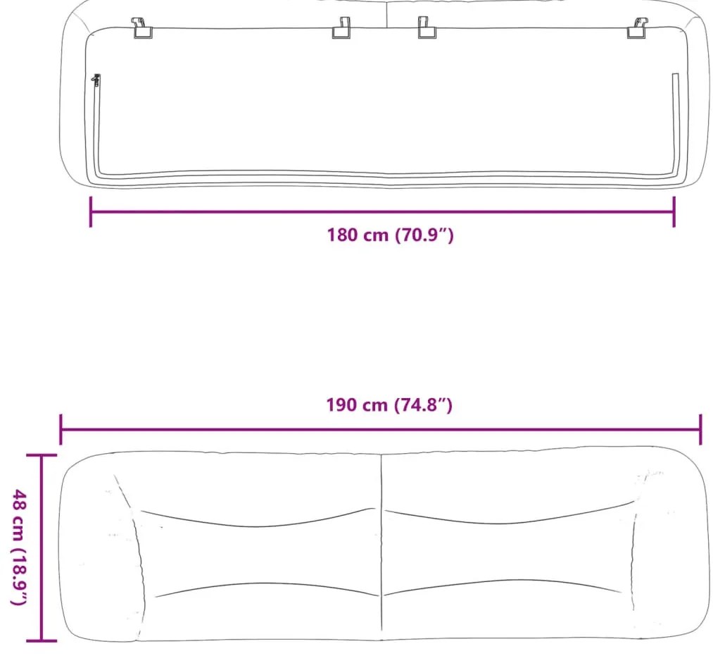 fekete szövet fejtámla párna Hvar 180 cm