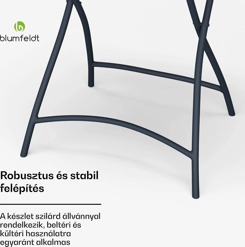 Blumfeldt RetroChic kerti szett | 1 asztal + 2 szék | 60 cm | összecsukható | bevont | időjárásálló