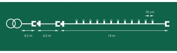 LED kültéri karácsonyi fényfüzér CONE FILAMENT 20xE10 19m átlátszó/meleg fehér I