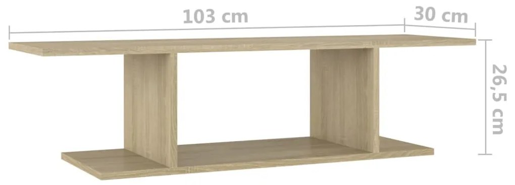 sonoma tölgy falra szerelhető TV-szekrény 103x30x26,5 cm