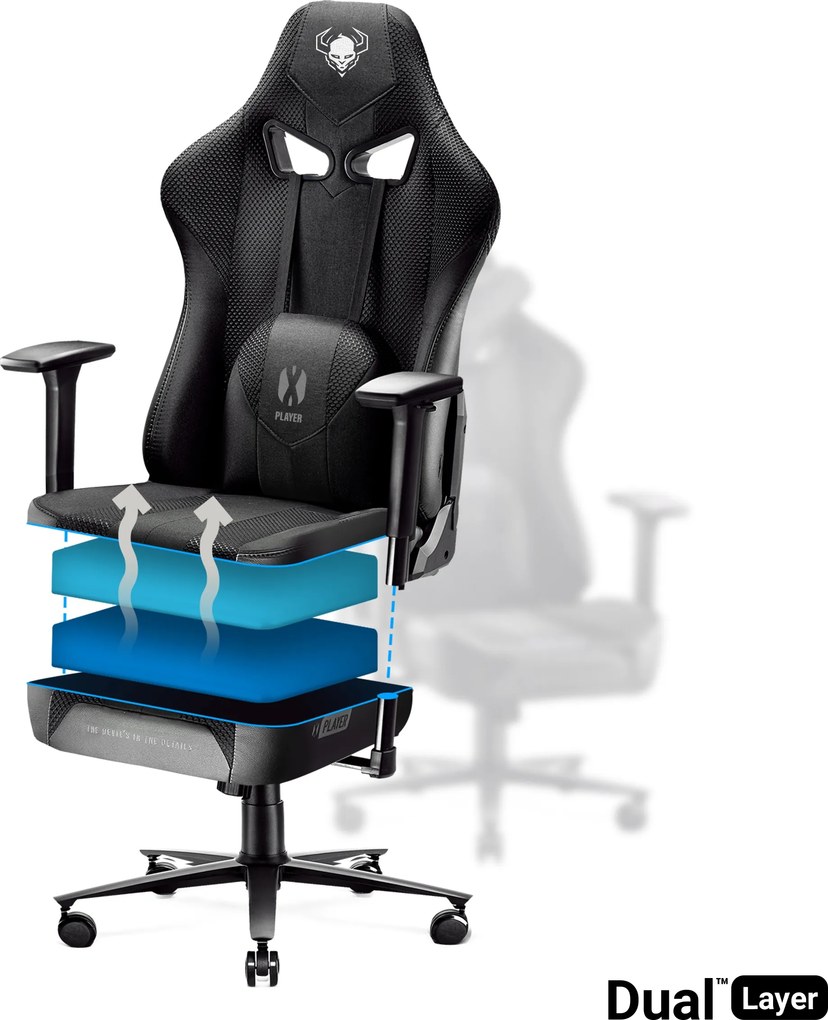 Gamer szék szövet fekete King Size: Diablo X-Player 2.0