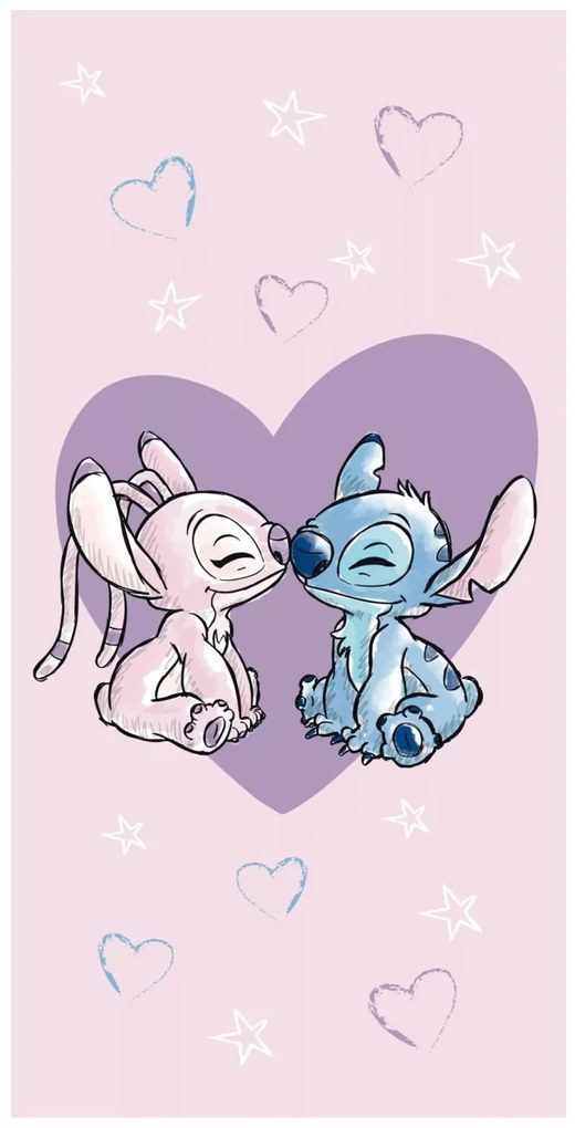 Disney Lilo és Stitch, A csillagkutya Love fürdőlepedő, strand törölköző 70x140cm