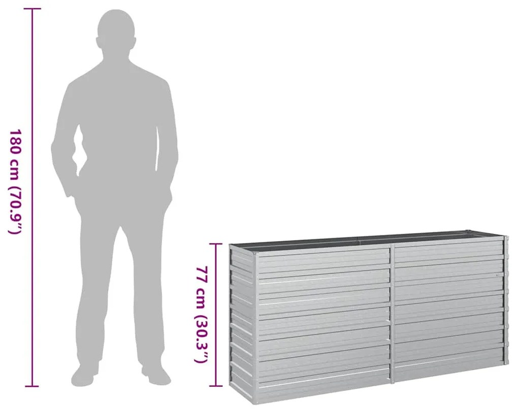 ezüstszínű horganyzott acél kerti magaságyás 160 x 40 x 77 cm