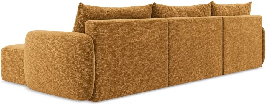 Narancssárga kinyitható-tárolóhelyes sarokkanapé Kalena – Makamii