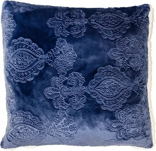 Puha, sötétkék párnahuzat báránybőr hatású Design