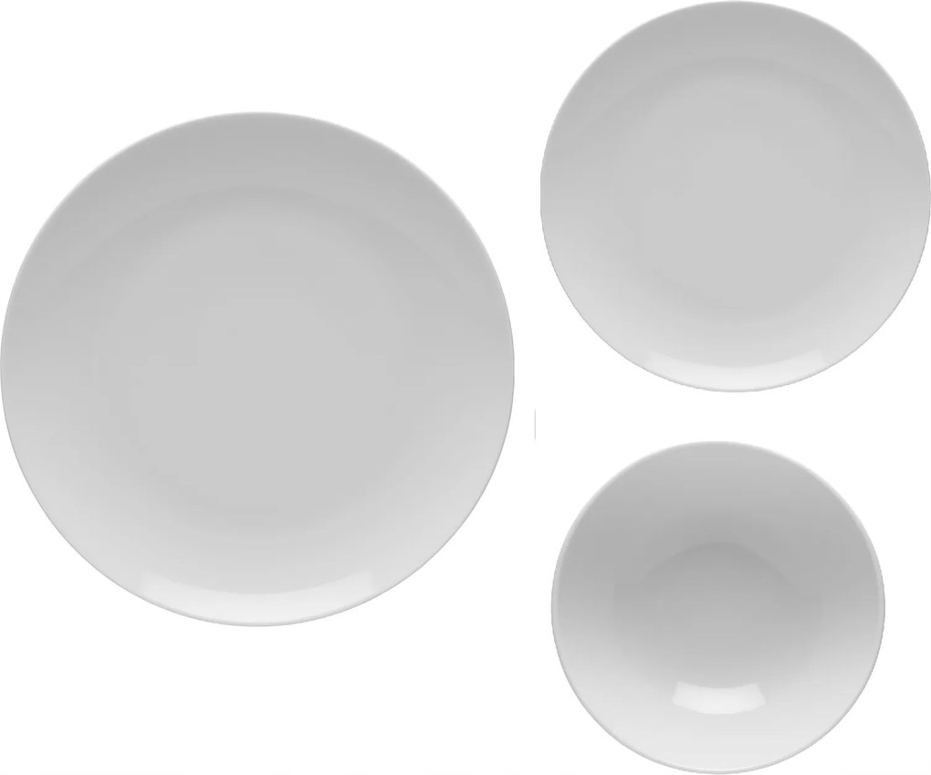 Lubiana Boss Ebédlő Szett 6 személyes Tányér Szett Fehér 18 db-os