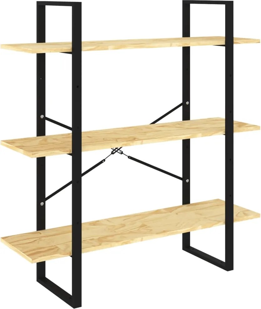 vidaXL háromszintes tömör fenyőfa könyvszekrény 100 x 30 x 105 cm
