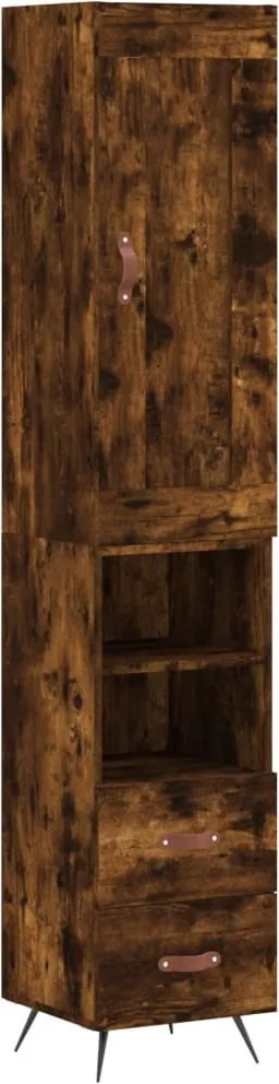 vidaXL füstös tölgy színű szerelt fa magasszekrény 34,5x34x180 cm