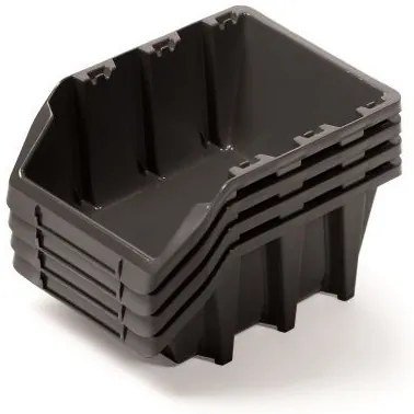 4 db tárolódoboz készlet, egyenként 29,5 x 19,8 x 13,3 cm, fekete