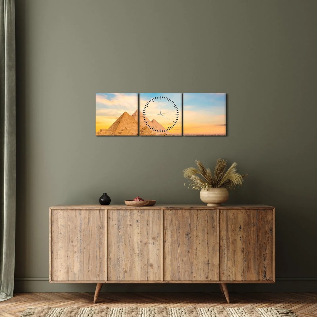 Az egyiptomi piramisok képe (órával) (90x30 cm)
