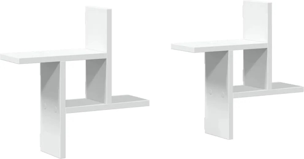 vidaXL 2 db fehér szerelt fa fali polc 38 x 12 x 38 cm