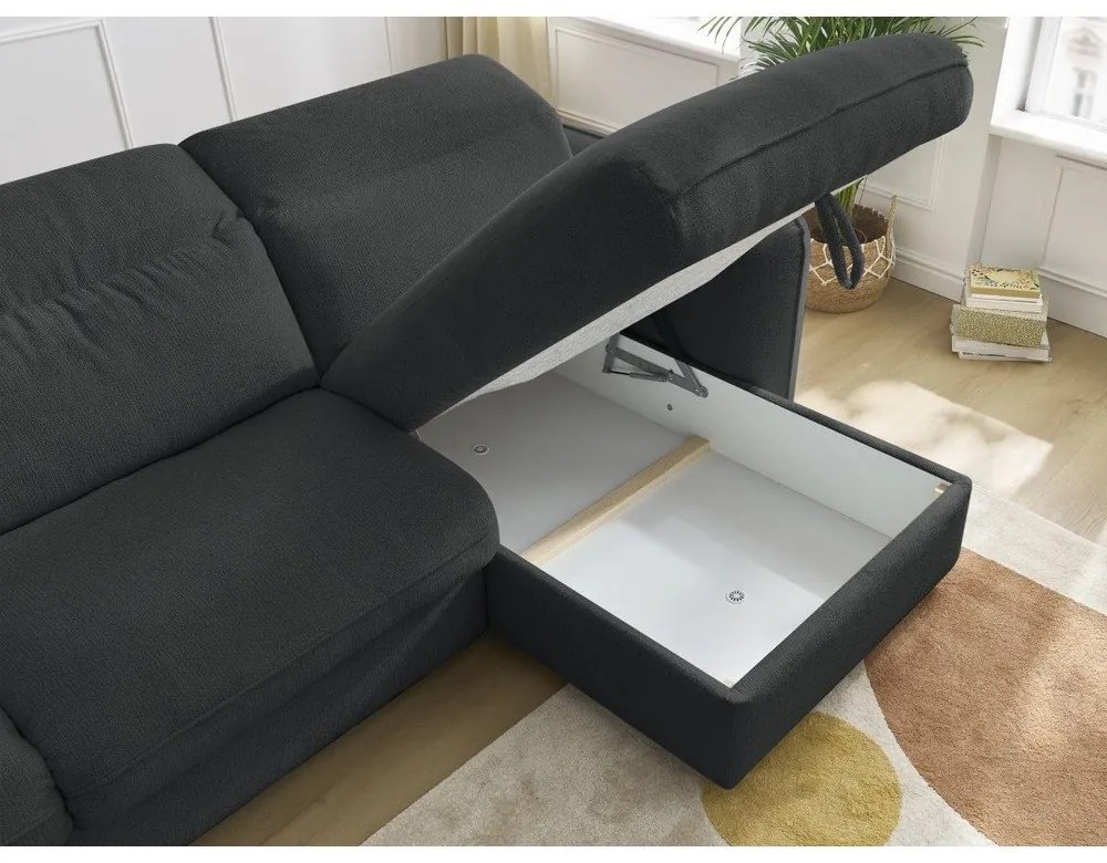 Fekete kinyitható sarokkanapé (variálható) Achille – Bobochic Paris