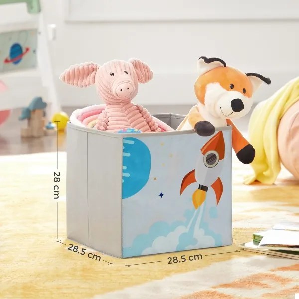 Gyerek könyvespolc ANET fehér, textil dobozokkal