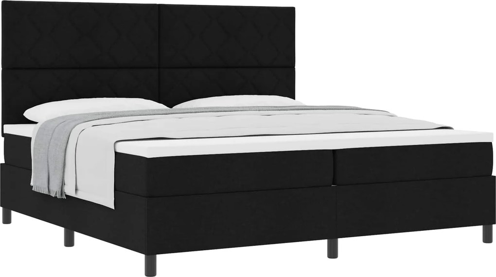 vidaXL Boxrugós ágy matracmal fejtámlával Fekete 200 x 200 cm szövet