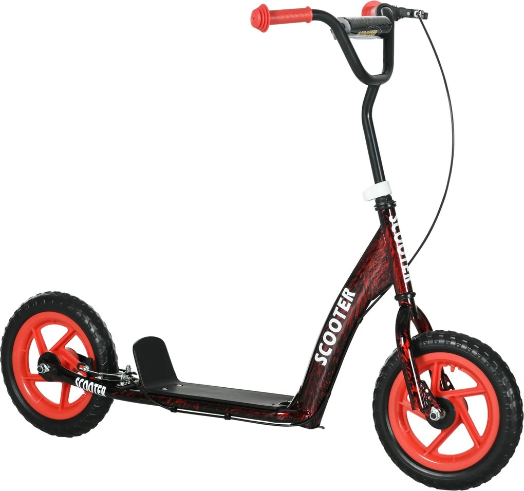 AIYAPLAY Gyerek Roller Nagy Kerekekkel 6-12 éveseknek Állítható Magasság Piros | Aosom