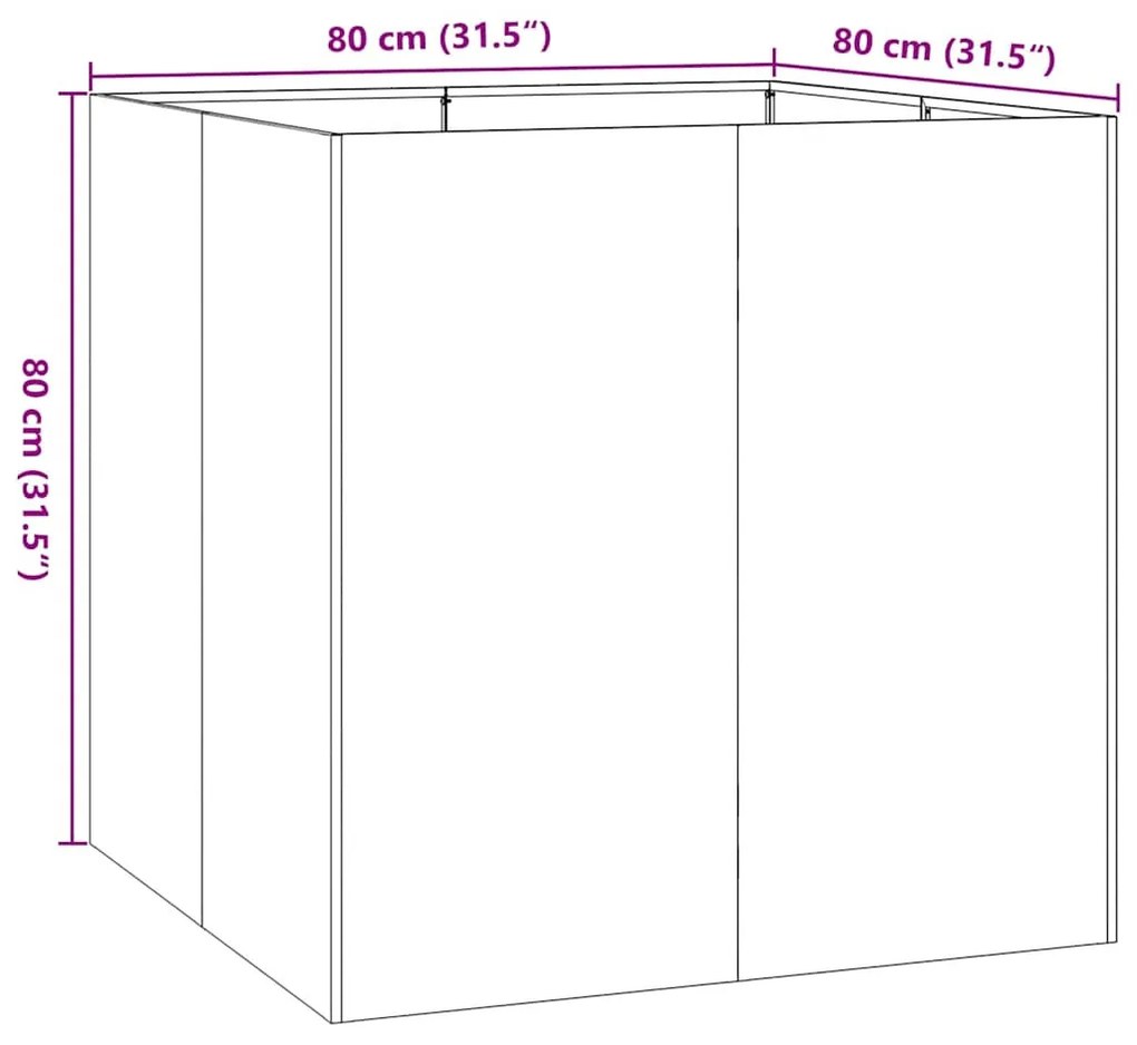 vidaXL antracitszürke acél növénytartó 80x80x80 cm