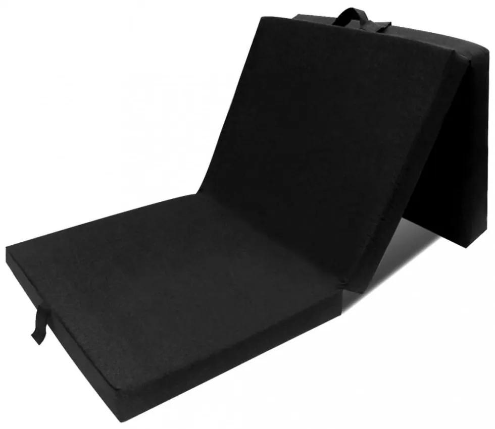 Háromrét összehajtható fekete matrac 70 x 190 x 9 cm