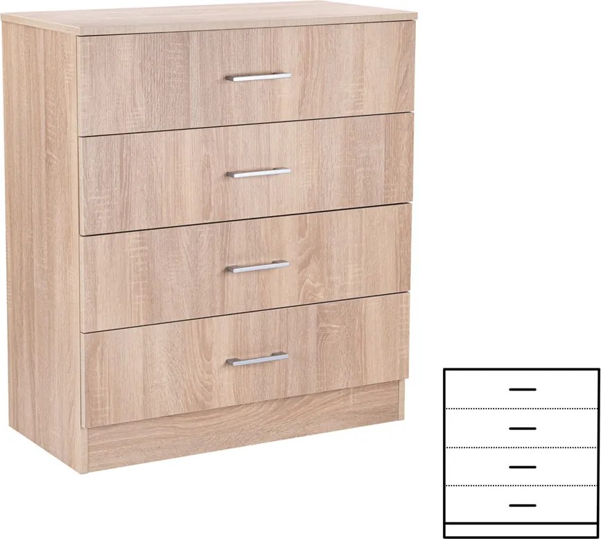 Miami komód 4 fiókos 80x92 cm sonoma tölgy-sonoma tölgy