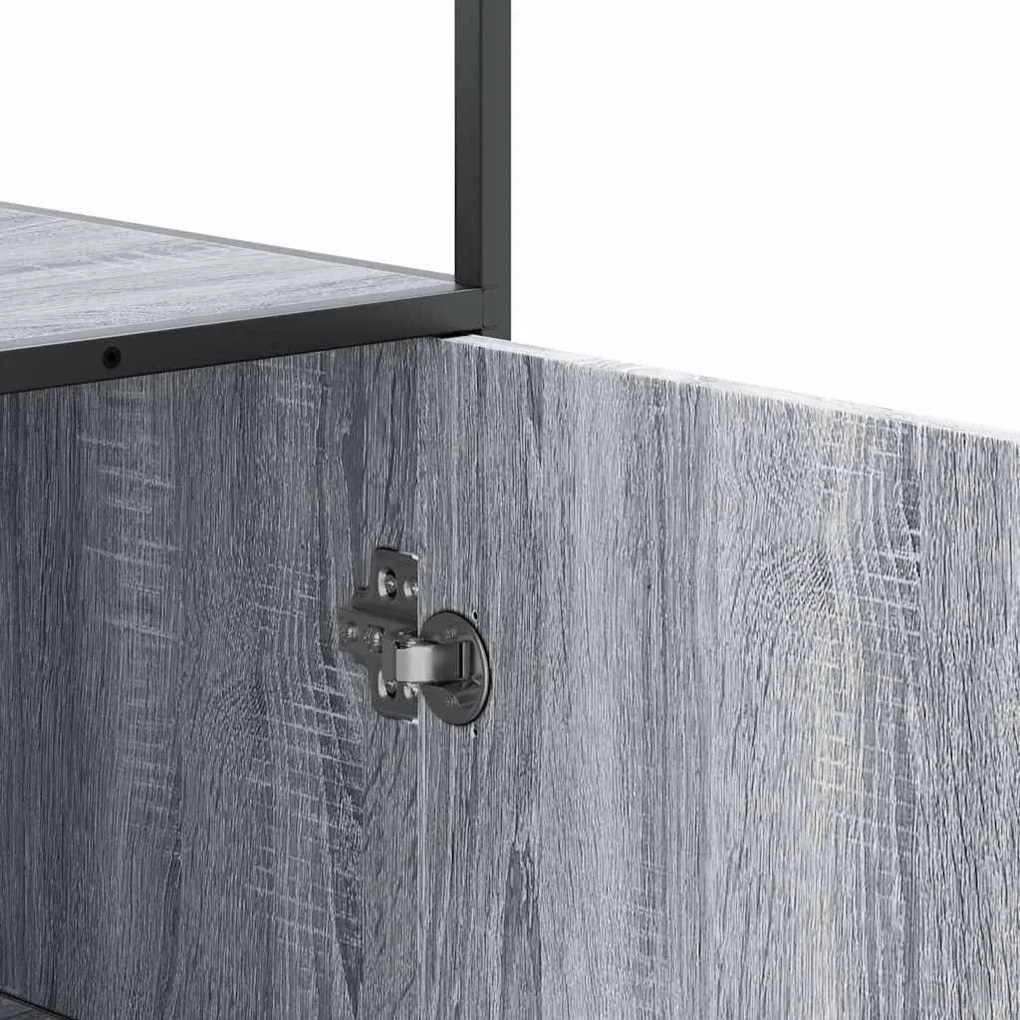 Highboard szürke sonoma 68x35x139 cm gépelt fa és fém
