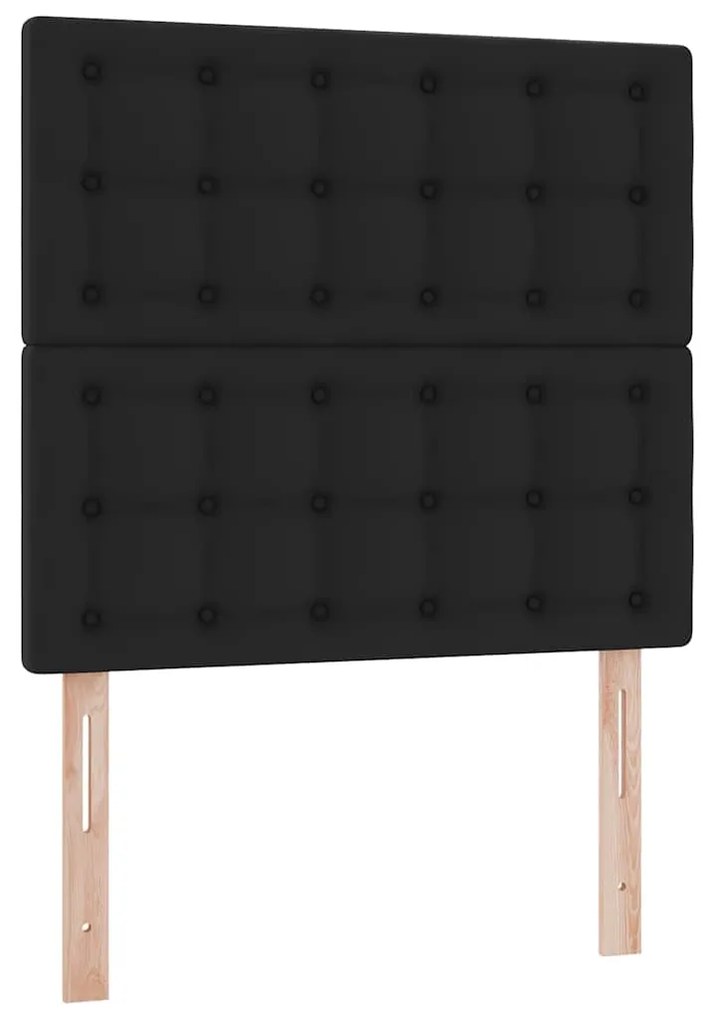 fekete műbőr ottomán ágy matraccal 80x200cm