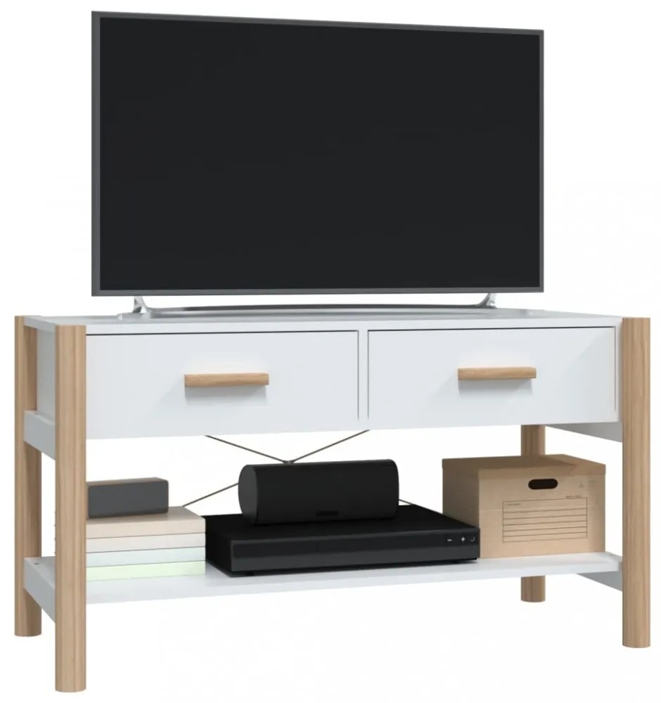 fehér szerelt fa TV-szekrény 82x38x45 cm