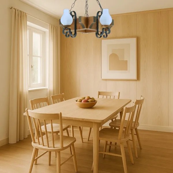 Brilagi - Csillár láncon QUEEN 4xE14/40W/230V bükkfa