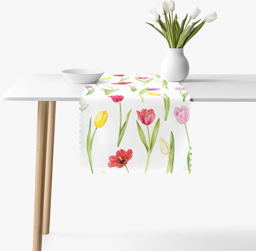 Goldea teflonbevonatú asztali futó - színes tulipánok 35x160 cm
