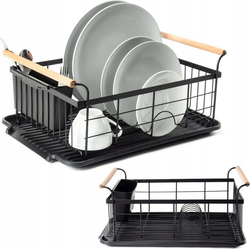 Edényszárító Fekete Edénycsepegtető Tányér Konyhai Poharak