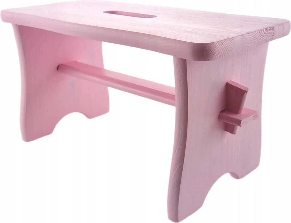 Közepes Rózsaszín Festett Szék Zsámoly Fából Készült Zsidó Fsc