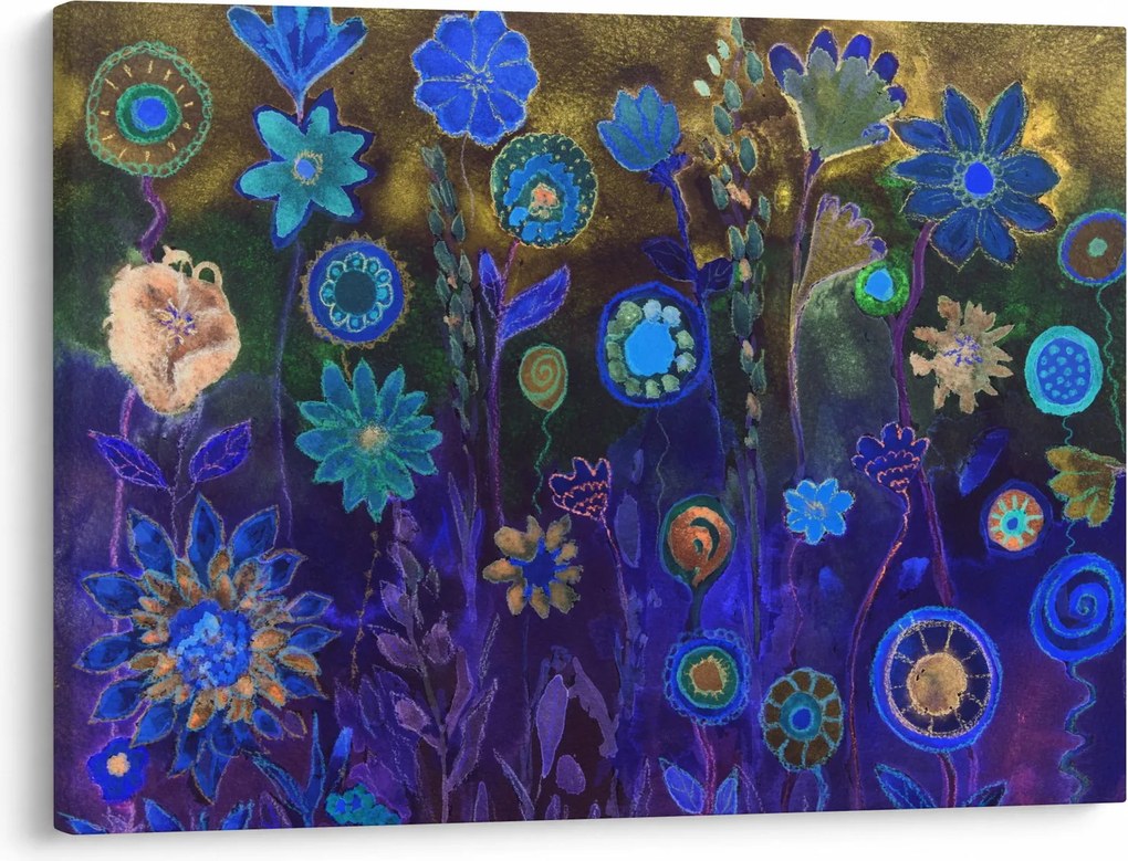Sötétkék virágok képe (70x50 cm)