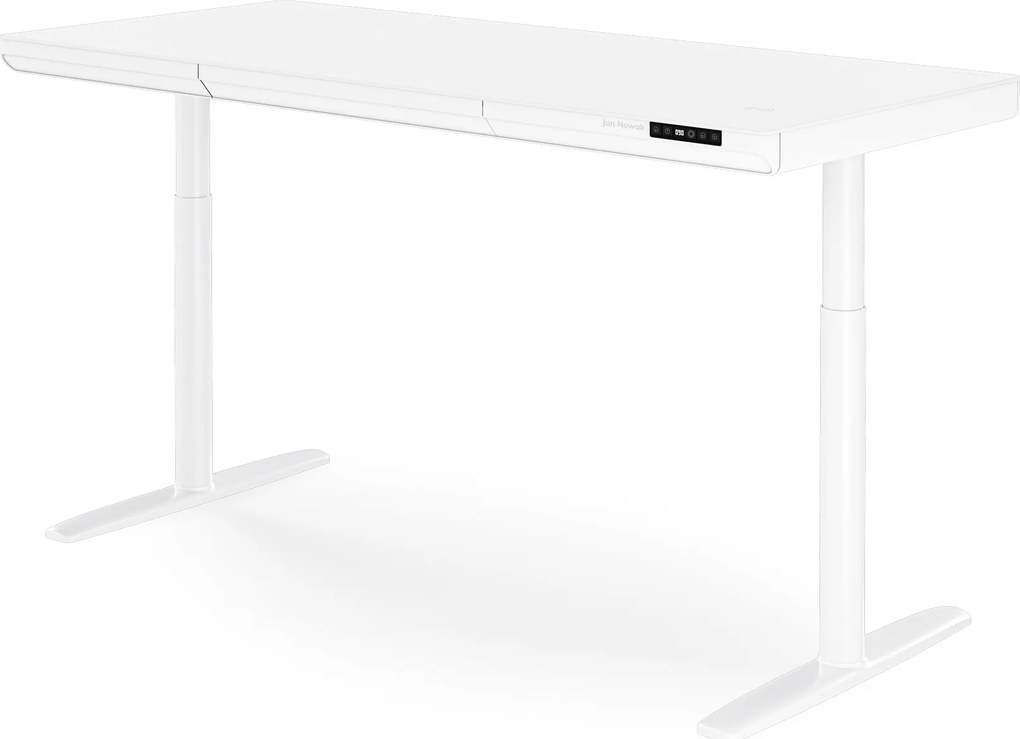 Elektromos ülő-álló íróasztal fiókkal és Qi vezeték nélküli töltővel fehér, 1600 mm: ELLIS