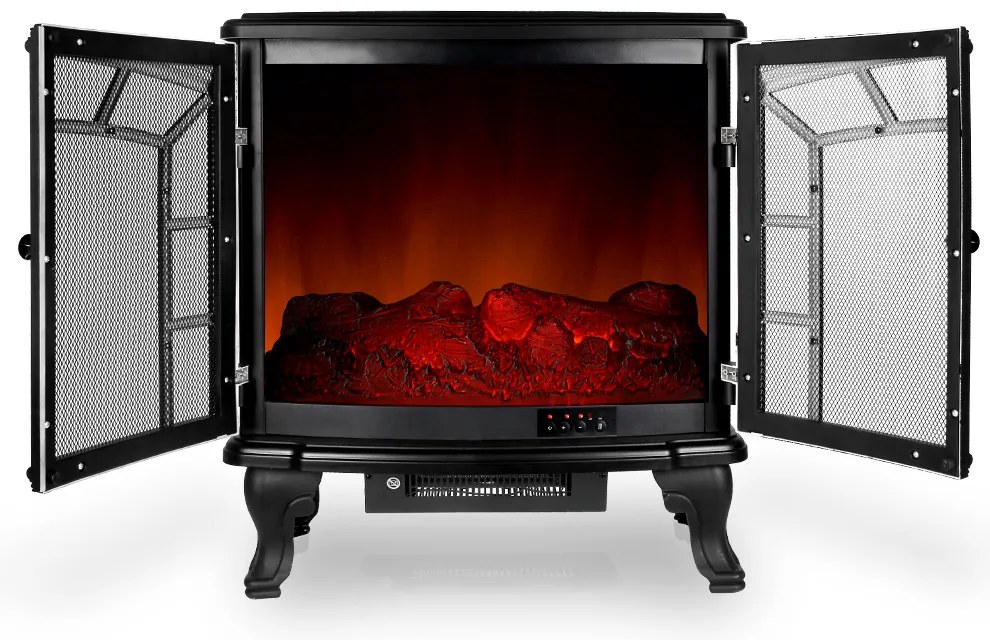 monzana® Elektromos kandalló két ajtóval ventilátorral és tűzzel FEKETE