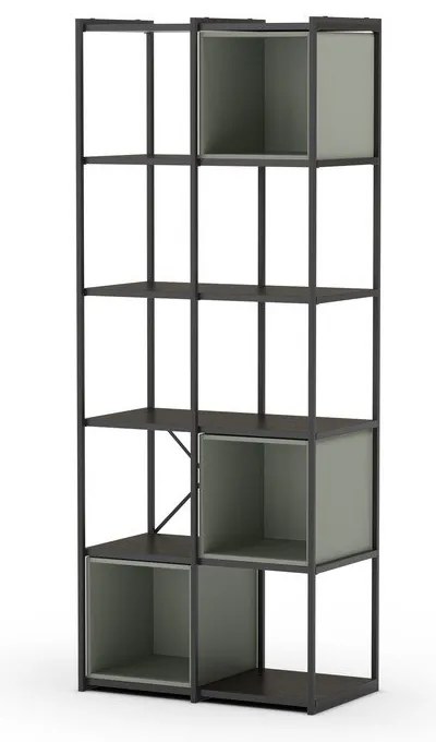 Zöld-fekete könyvespolc 71x179 cm Anya – Marckeric