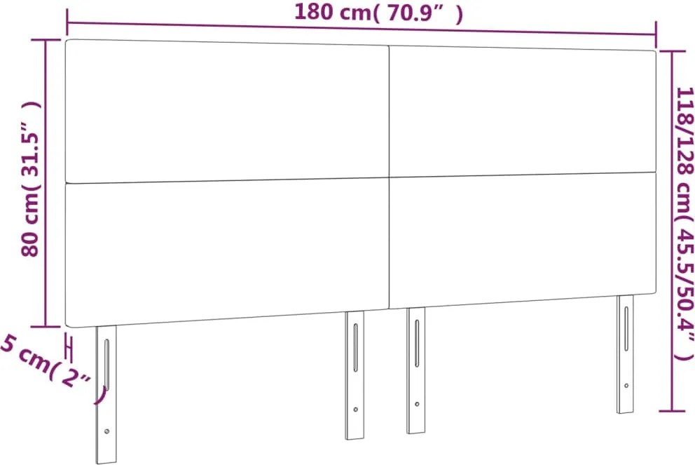 fehér műbőr fejtámla 180x5x118/128 cm