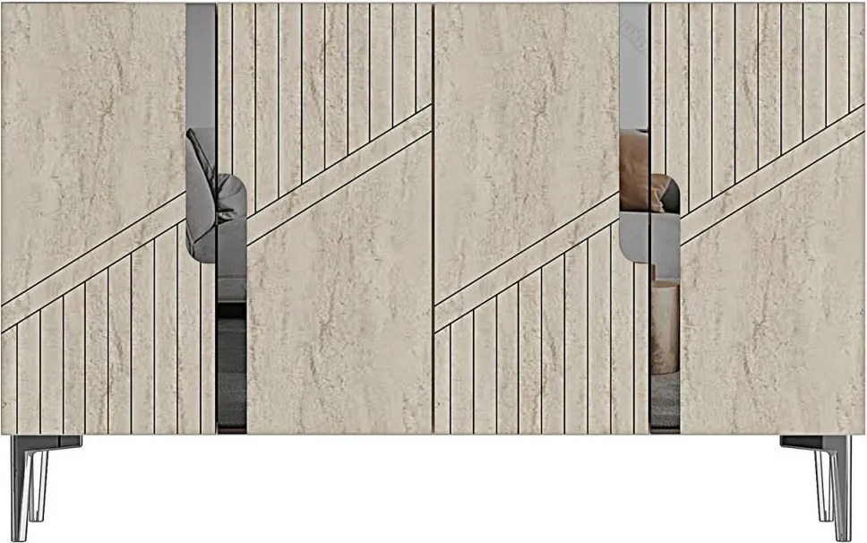 Evva 120 - White, Travertine, Silver