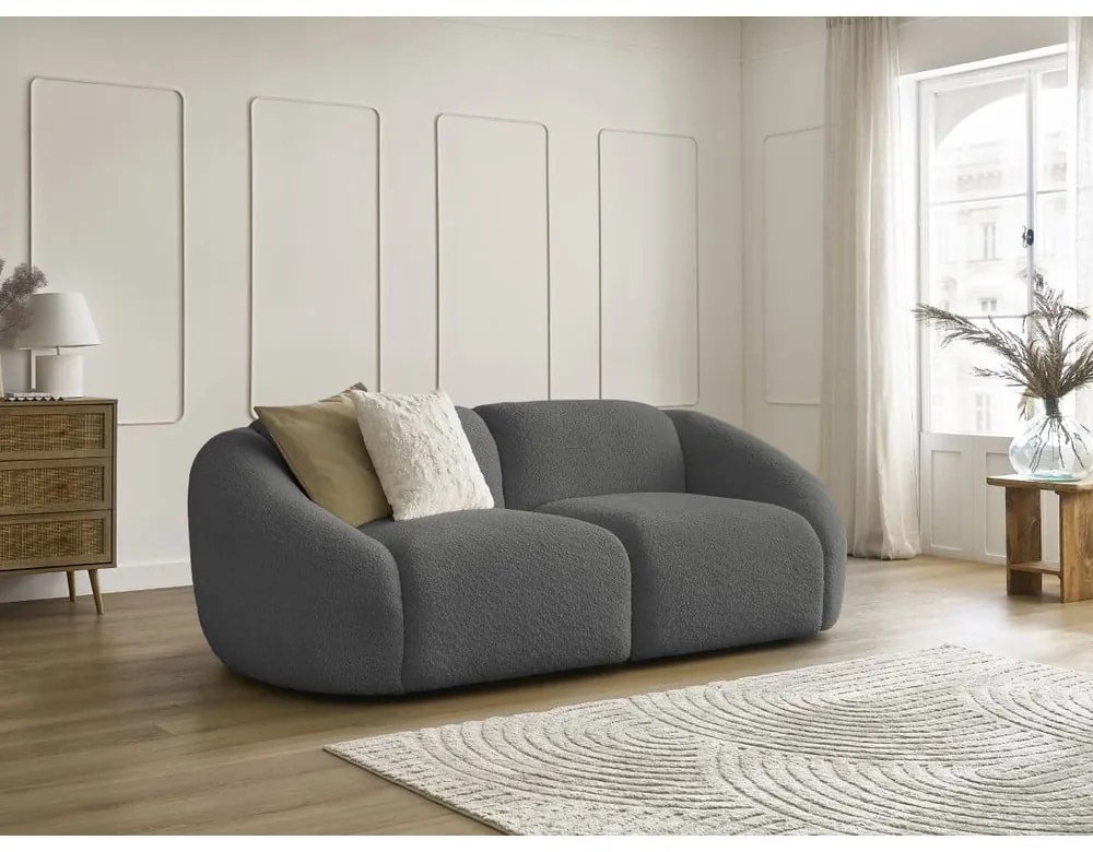 Szürke buklé kanapé 230 cm Tina – Bobochic Paris