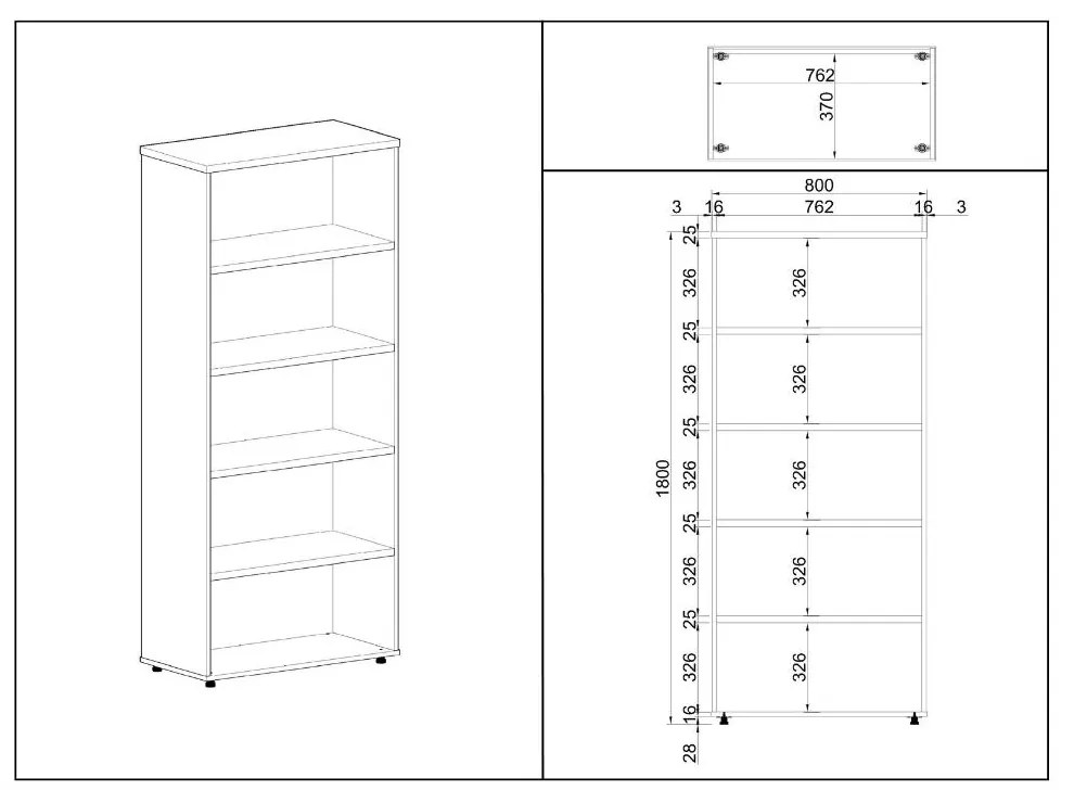 SimpleOffice magas szekrény 80 x 40 x 180 cm, cseresznye