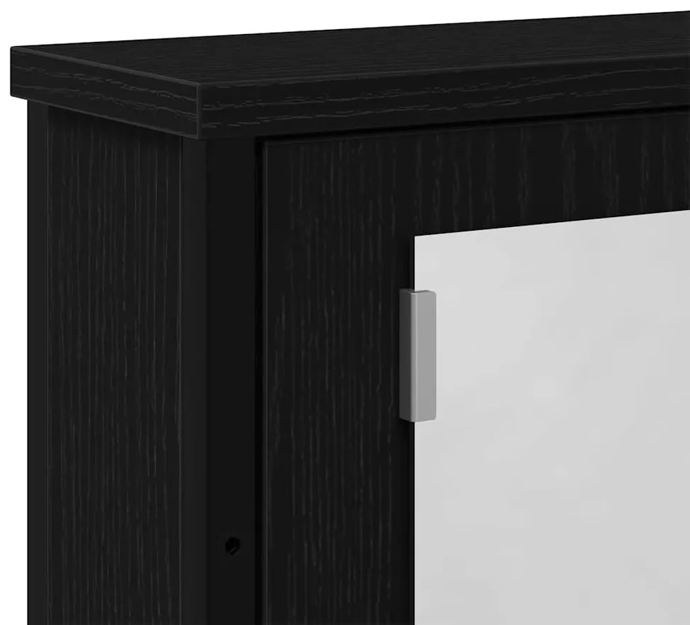 fekete tölgy szerelt fa fürdőszobai tükör 42 x 12 x 60 cm