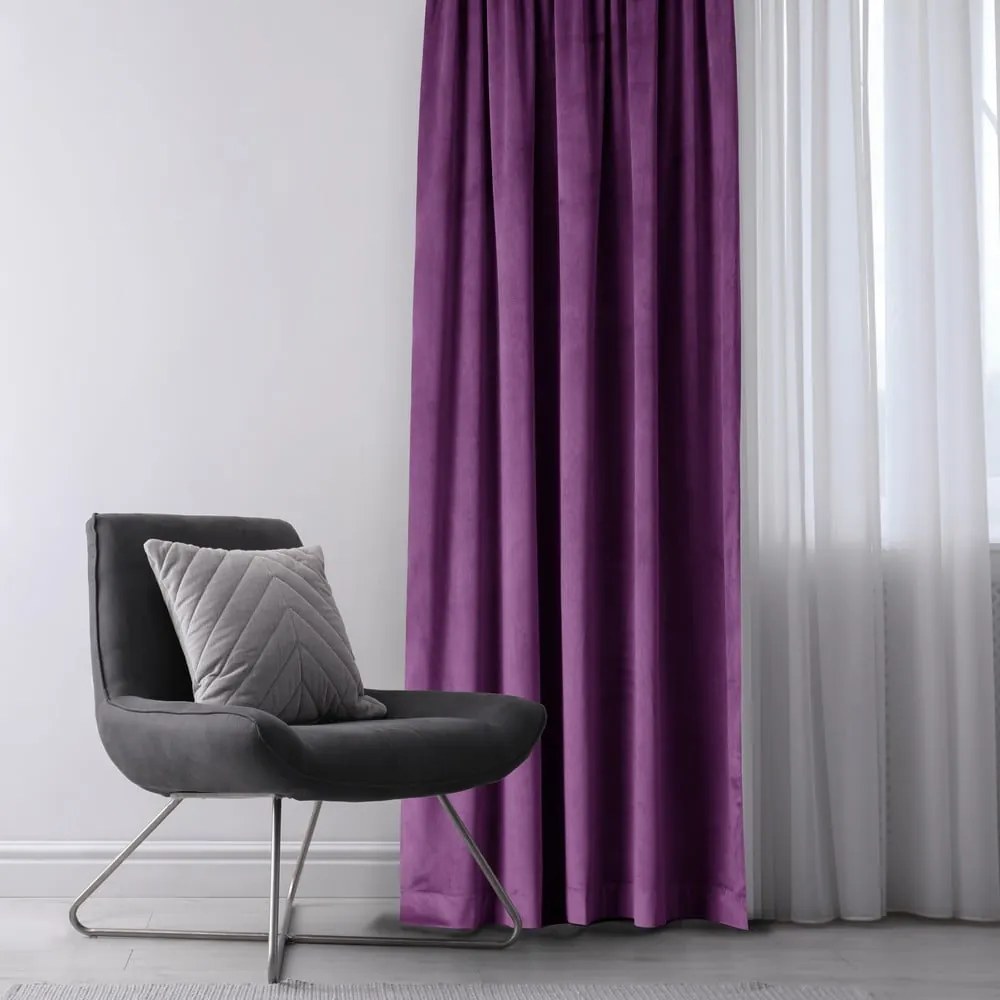 Lila bársony dimout (részleges sötétítő) függöny 140x270 cm Eyelets – Restilo