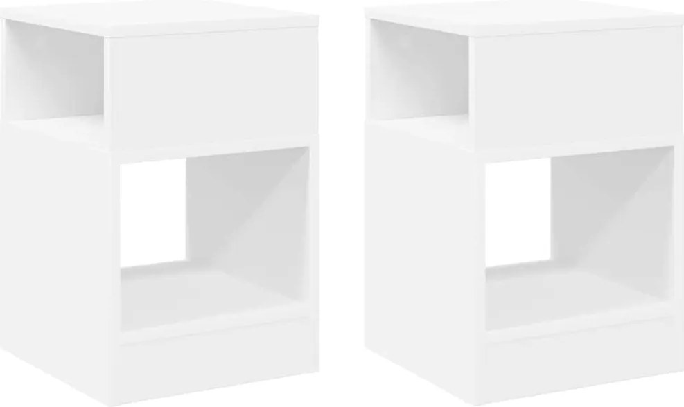 vidaXL Végasztal 2 pcs Fehér 30,5 x 30 x 45 cm Faanyag