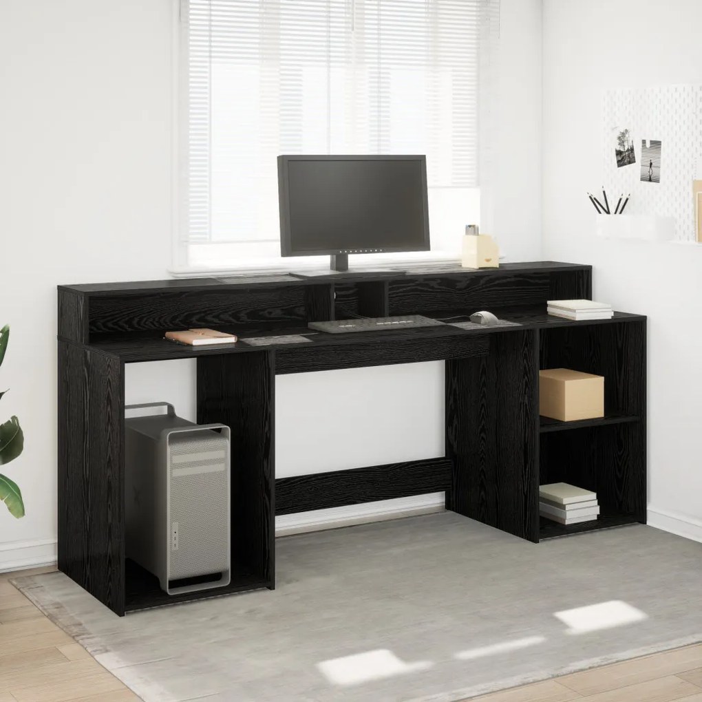 Fekete tölgy íróasztal 200x55x91 cm Szerelt fa