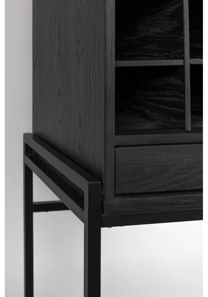 Fekete tölgyfa bortartó szekrény, palackok száma 20, 89x181 cm Travis – Zuiver