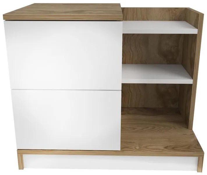 Éjjeliszekrény Rena - White, Walnut