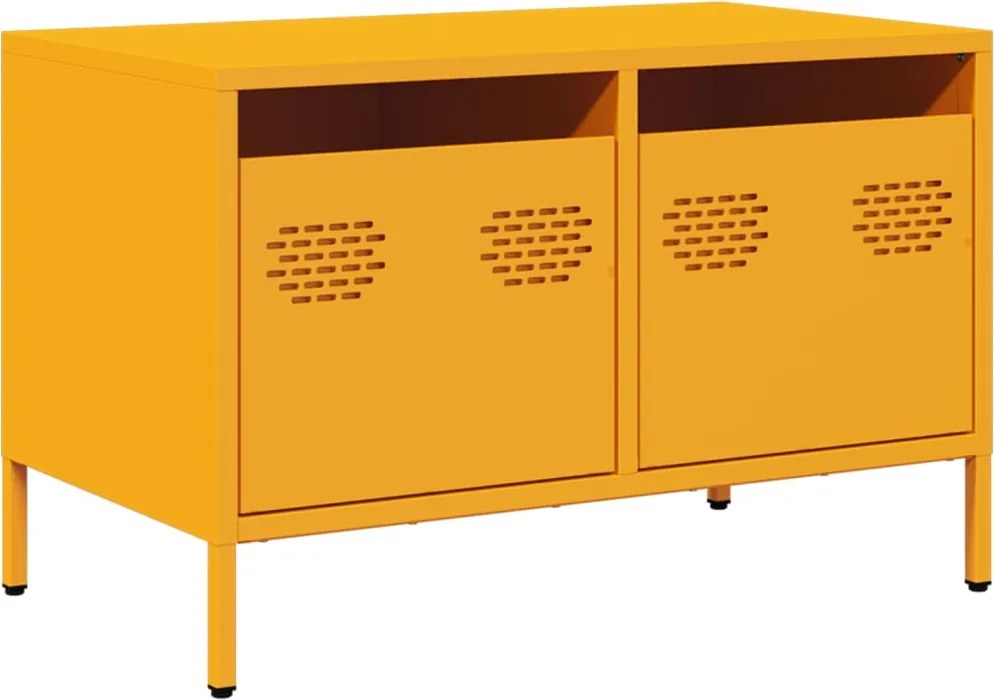 vidaXL mustársárga hidegen hengerelt acél TV-szekrény 68x39x43,5 cm