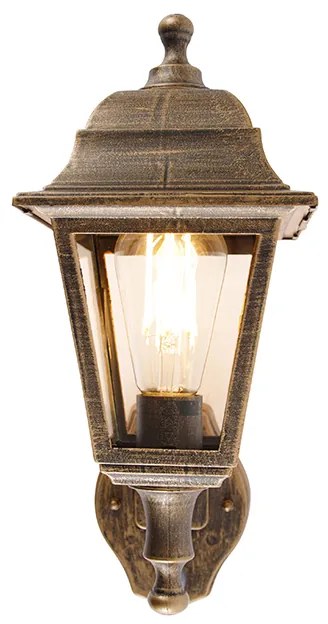 Régi stílusú fali lámpa arany IP44 mozgásérzékelővel - Capital