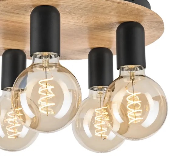 Mennyezeti lámpa DUSTY 5xE27/15W/230V átm. 34 cm tölgy/fekete