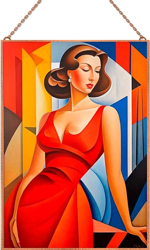 Art Deco lady 3 üvegkép, falikép