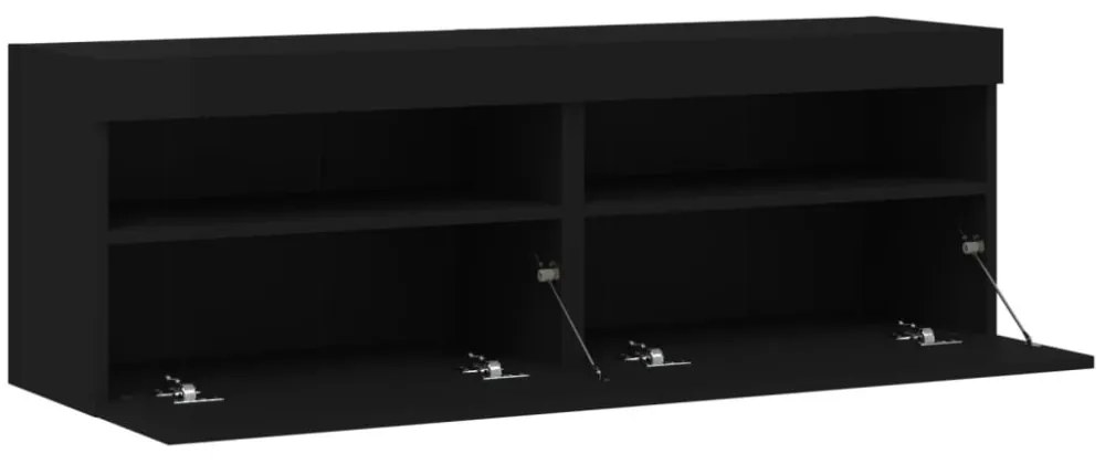 2 db fekete fali TV-szekrény LED-világítással 60x30x40 cm