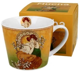 Porcelán bögre 600 ml díszdobozban Mucha Topáz